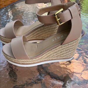 Esprit Beige Wedge Sandals with Ankle Strap